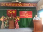 Ông Phạm Thành Tuyên - Trưởng ban Dân vân Huyện ủy, Chủ tịch Ủy ban MTTQ Việt Nam huyện phát biểu ôn kỷ niệm 91 năm Ngày truyền thống của MTTQ Việt Nam