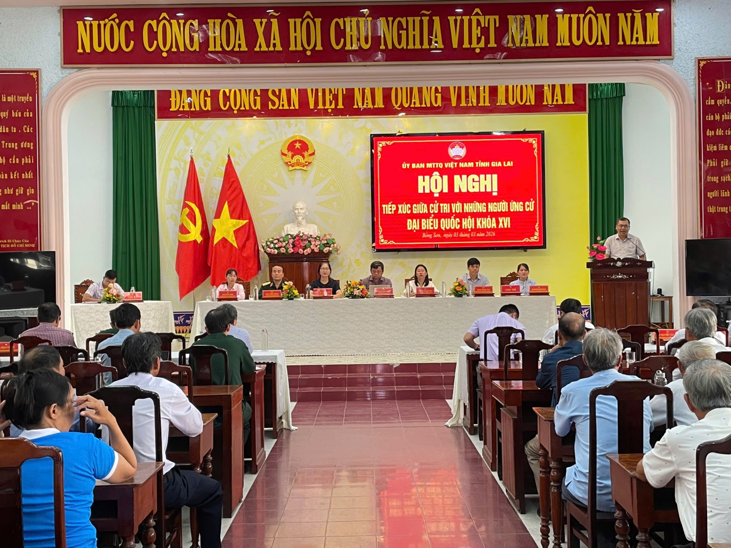 Hội nghị tiếp xúc cử tri để người ứng cử đại biểu Quốc hội (ĐBQH) khóa XVI, nhiệm kỳ 2026 - 2031 vận động bầu cử thuộc đơn vị bầu cử số 3: phường Bồng Sơn, xã Ân Hảo, xã Hoài Ân và xã Ân Tường