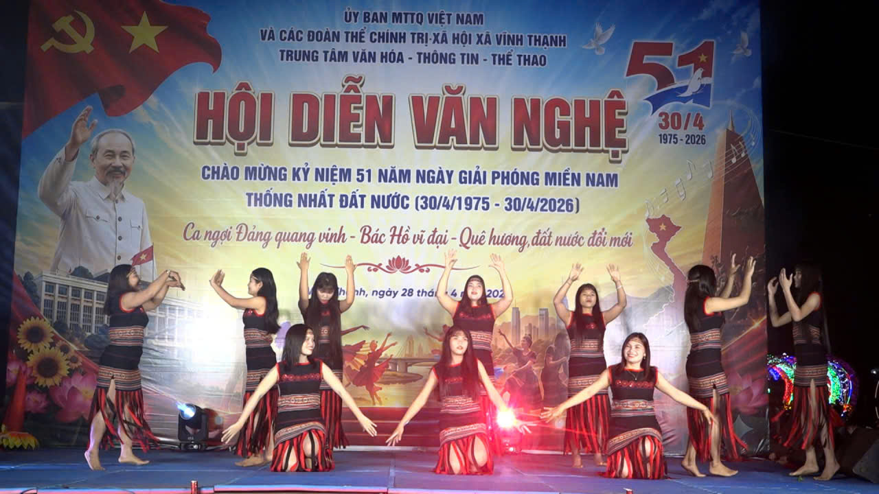 Xã Vĩnh Thạnh phối hợp tổ chức Hội diễn văn nghệ chào mừng 51 năm Ngày giải phóng miền Nam, thống nhất đất nước (30/4/1975 - 30//2026)